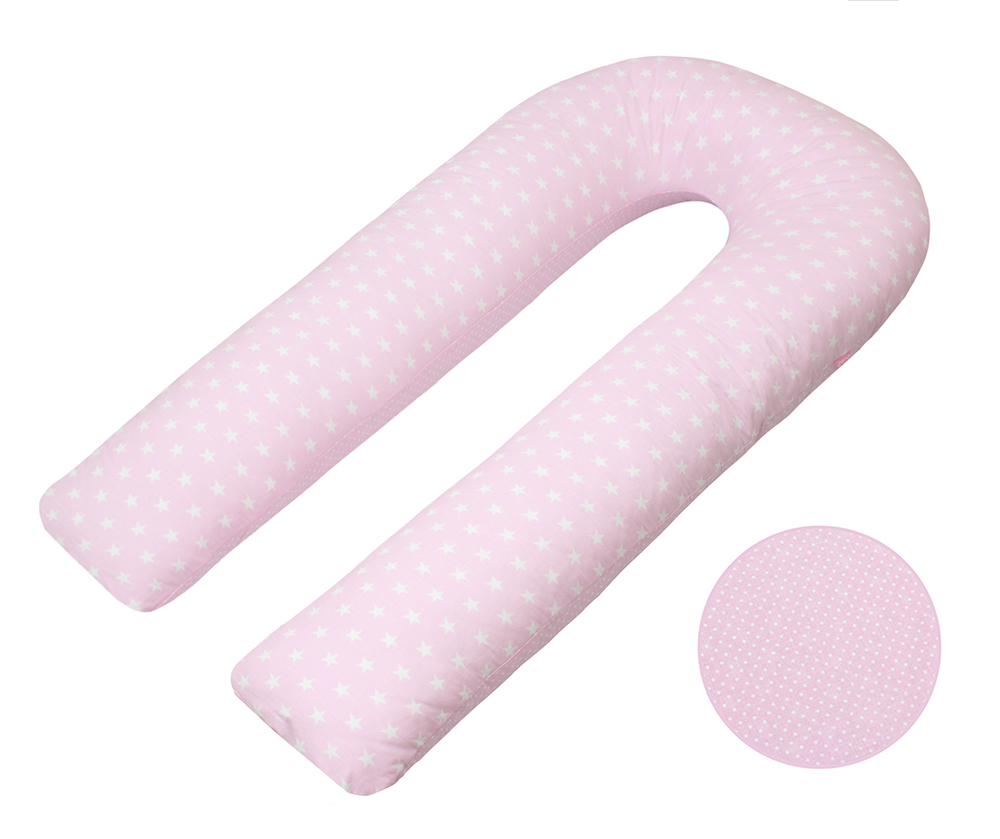 Scamp ölelő párna - U alakú /RosaStars, rózsaszín huzattal